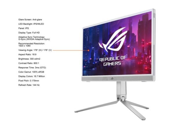 ASUS ROG STRIX XG16AHP-W (WHITE), 15.6-inch full HD, 144Hz IPS G-SYNC compatible portable monitor, built-in battery, kickstand, USB-C power delivery, micro HDMI, ROG tripod, for console - Image 4