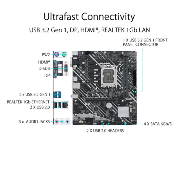 Asus Prime H610M-E D4 Intel 12th Gen LGA1700 DDR4 motherboard - Image 3
