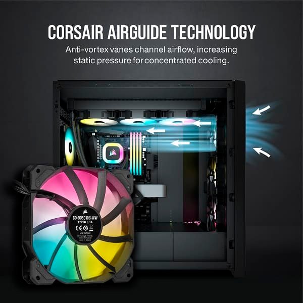 Corsair H150 RGB 360mm All-in-One Liquid CPU Cooler with SP120 RGB Elite PWM Fans (Black) - Image 6