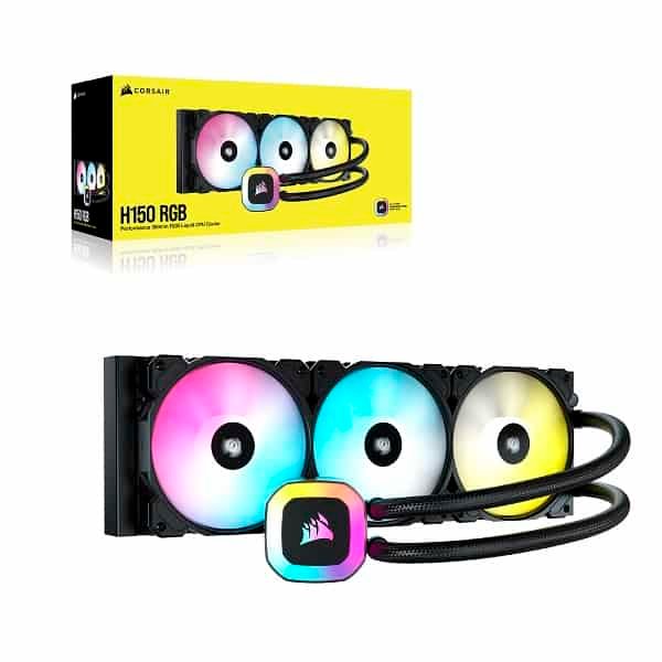 Corsair H150 RGB 360mm All-in-One Liquid CPU Cooler with SP120 RGB Elite PWM Fans (Black) - Image 7