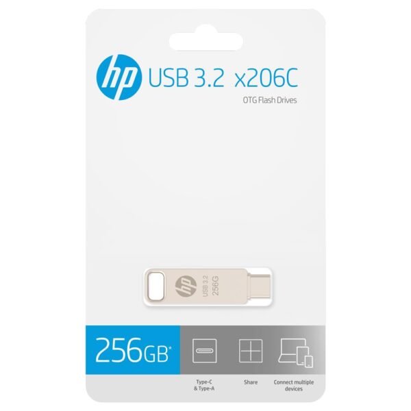 HP X206C 256GB USB Type C OTG Type USB 3.2 Pendrive (Silver) - Image 4